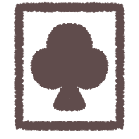 an ashy grey clubs on a white card with an ashy grey border